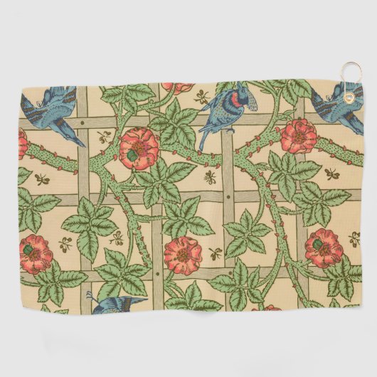 William Morris Trellis Classic Wallpaper Design Golfhanddoek (Horizontaal)
