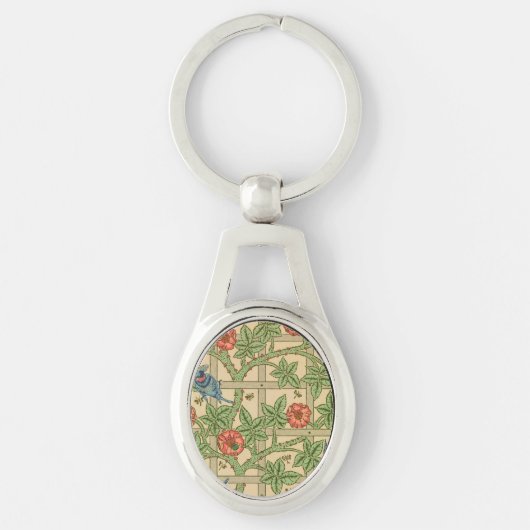 William Morris Trellis Classic Wallpaper Design Sleutelhanger (Voorkant)