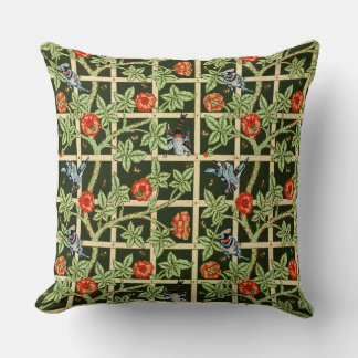 William Morris Trellis Patroon in Groen Kussen