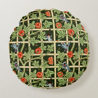 William Morris Trellis Patroon in Groen Rond Kussen