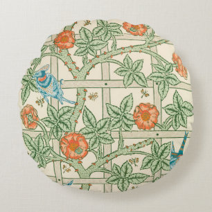 William Morris Trellis Victoriaans Behangpapier Rond Kussen