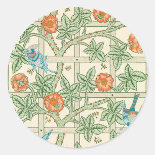 William Morris Trellis Victoriaans Behangpapier Ronde Sticker