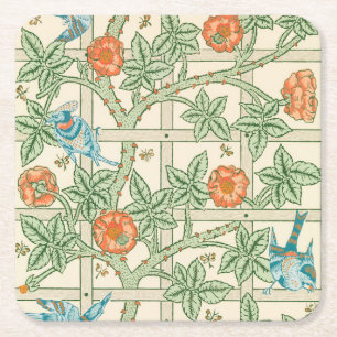 William Morris Trellis Victoriaans Behangpapier Vierkante Kartonnen Onderzetter