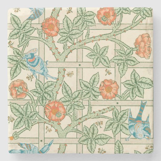 William Morris Trellis Victorian Wallpaper Stenen Onderzetter (Voorkant)