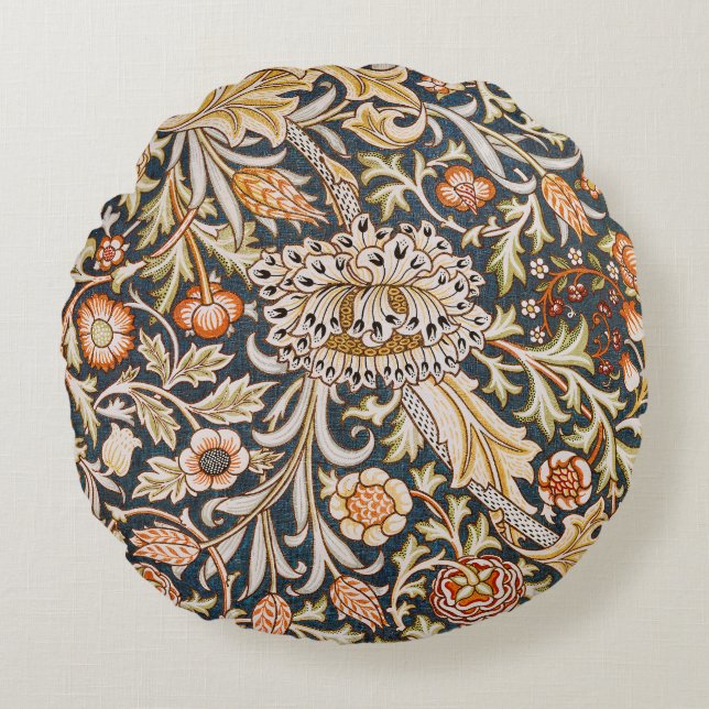 William Morris Trent Garden Flower Pattern Classic Rond Kussen (Voorkant)
