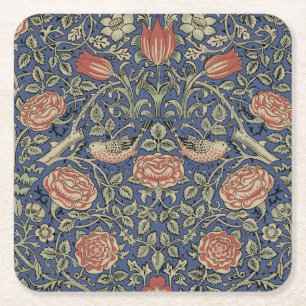 William Morris Tudor Roos Wallpaper Vierkante Kartonnen Onderzetter