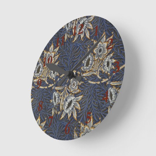 william morris tulip and willow tapestry pattern ronde klok (Hoek)