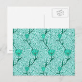 William Morris Tulip Damask, Carte postale turquoi (Devant / Derrière)