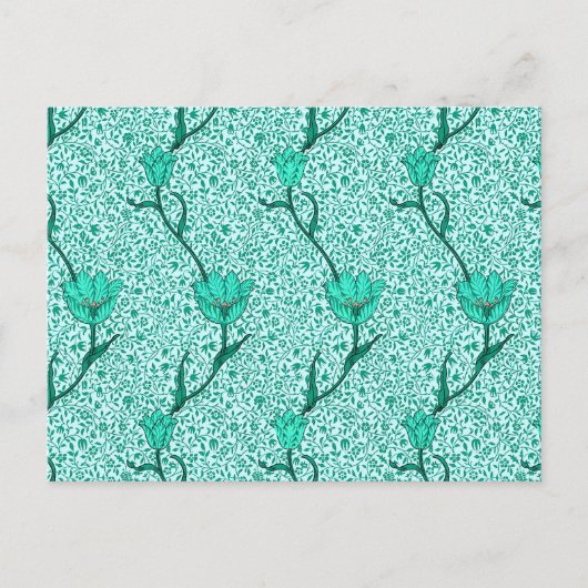 William Morris Tulip Damask, Carte postale turquoi (Devant)