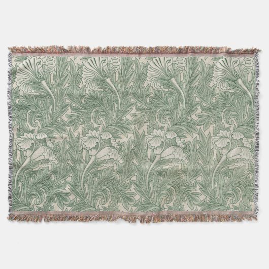 William Morris Tulip Pattern Sage Green Deken (Voorkant)