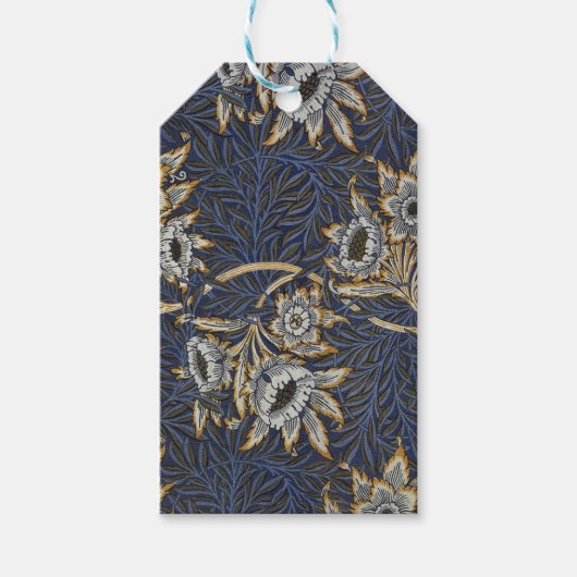 William Morris Tulip Willow Blauw Patroon Cadeaulabel (Voorkant)