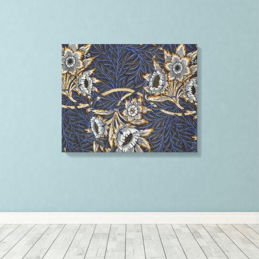 William Morris Tulip Willow Blauw Patroon Canvas Afdruk (Insitu (Houten vloer))