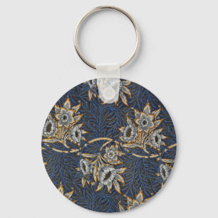 William Morris Tulip Willow Blauw Patroon Sleutelhanger