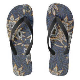 William Morris Tulip Willow Blauw Patroon Teenslippers