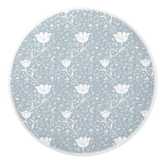 William Morris Tulips in White Pattern Keramische Knop (Voorkant)