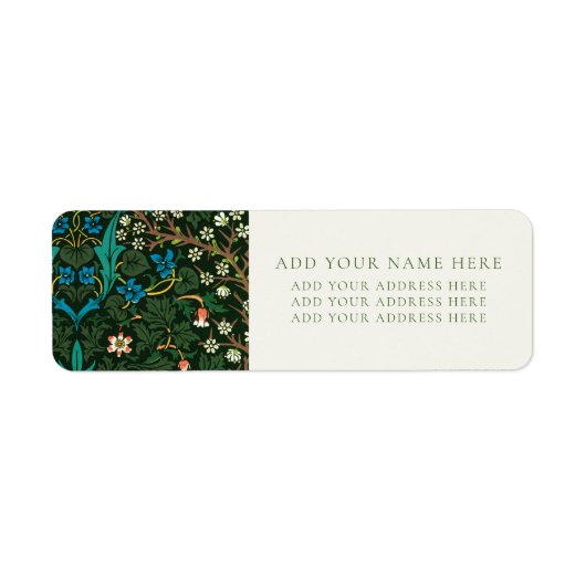 WILLIAM MORRIS "TULIPS" TERUGKERNADRESETIKET ETIKET (Voorkant)