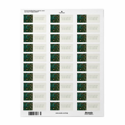 WILLIAM MORRIS "TULIPS" TERUGKERNADRESETIKET ETIKET (Full Sheet)