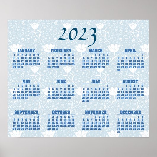 William Morris Tulips White Pattern 2023 Calendar Poster (Voorkant)