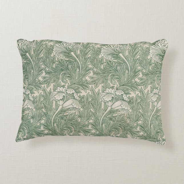 William Morris tulp behang textiel groen Accent Kussen (Achterkant)