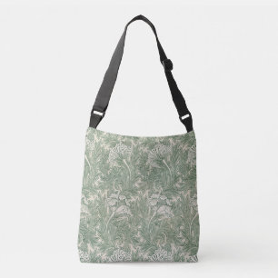 William Morris tulp behang textiel groen Crossbody Tas