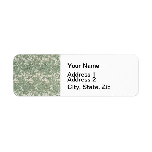 William Morris tulp behang textiel groen Etiket (Voorkant)