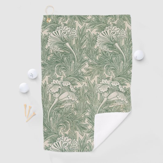 William Morris tulp behang textiel groen Golfhanddoek (Insitu)