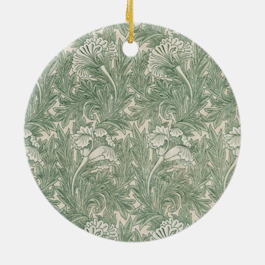 William Morris tulp behang textiel groen Keramisch Ornament (Achterkant)