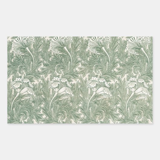 William Morris tulp behang textiel groen Rechthoekige Sticker (Voorkant)