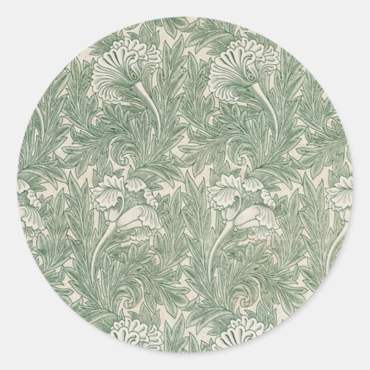 William Morris tulp behang textiel groen Ronde Sticker (Voorkant)