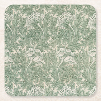 William Morris tulp behang textiel groen Vierkante Kartonnen Onderzetter