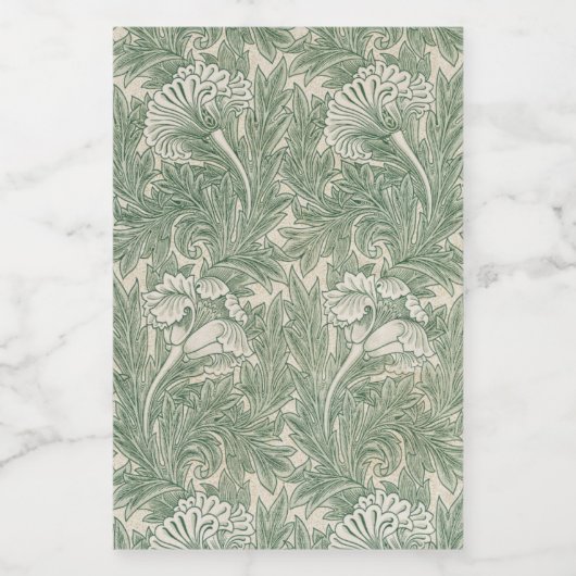 William Morris tulp behang textiel groen Voedselcontainer Etiket (Enkel label)