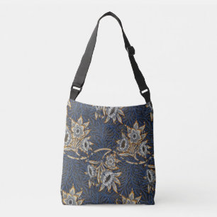 William Morris Tulp Wilgenpatroon Blauwe Bloem Crossbody Tas