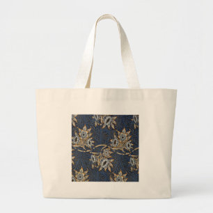 William Morris Tulp Wilgenpatroon Blauwe Bloem Grote Tote Bag
