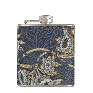 William Morris Tulp Wilgenpatroon Blauwe Bloem Heupfles