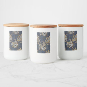 William Morris Tulp Wilgenpatroon Blauwe Bloem Voedselcontainer Etiket