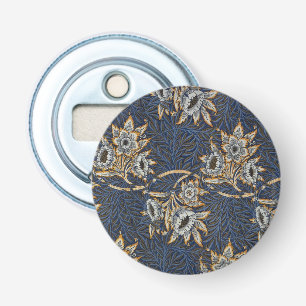William Morris Tulp Wilgenpatroon Blauwe Bloemen Button Flesopener