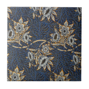 William Morris Tulp Wilgenpatroon Blauwe Bloemen Tegeltje