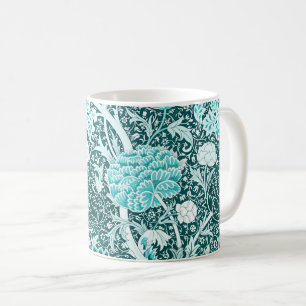 William Morris Turquoise Teal Bloempatroon Koffiemok