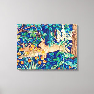 William Morris "Two Hares" - Wild Rabbits Canvas Afdruk