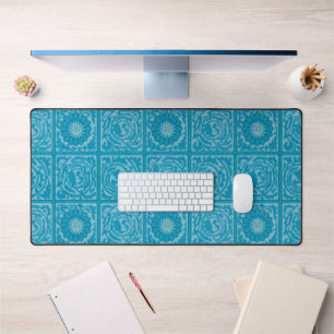 William Morris Vierkant Blauw Bloempatroon Bureaumat