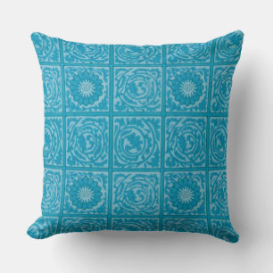 William Morris Vierkant Blauw Bloempatroon Kussen