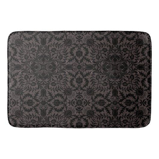 William Morris Vine  Black Flower Pattern Badmat (Voorkant)