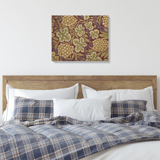William Morris Vine Grape Red Art Canvas Afdruk (Insitu (Slaapkamer))