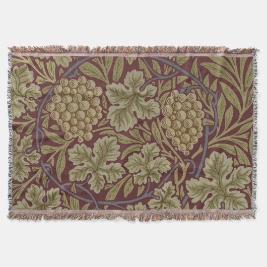 William Morris Vine Grape Red Art Deken (Voorkant)