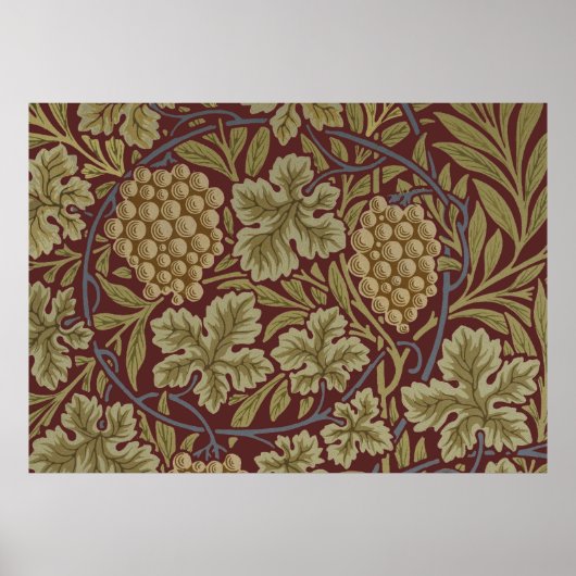 William Morris Vine Grape Red Art Poster (Voorkant)