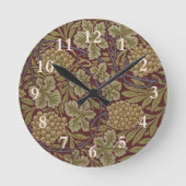 William Morris Vine Grape Red Art Ronde Klok (Voorkant)