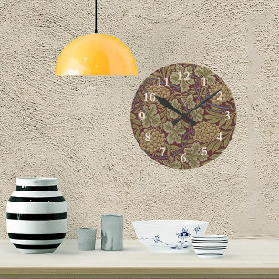 William Morris Vine Grape Red Art Ronde Klok