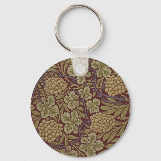 William Morris Vine Grape Red Art Sleutelhanger (Voorkant)