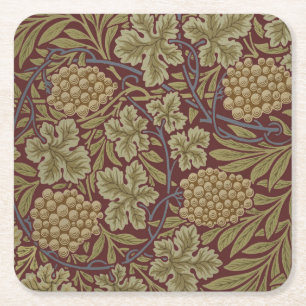William Morris Vine Grape Red Art Vierkante Kartonnen Onderzetter