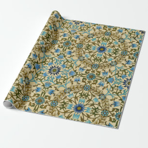 William Morris Vintage Blauwe Wijnstok Naadloos Pa Cadeaupapier